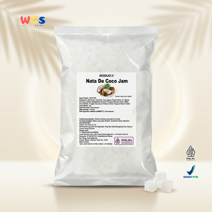 BODUO Nata De Coco Jam 1kg - Nata de Coco Halal untuk Topping Minuman, Dessert, Bubble Tea & Es Buah