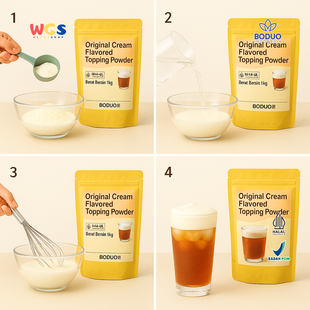 BODUO Original Cream Flavored Topping Powder 1kg – Bubuk Cream Topping Praktis untuk Minuman