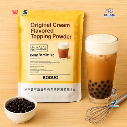 BODUO Original Cream Flavored Topping Powder 1kg – Bubuk Cream Topping Praktis untuk Minuman