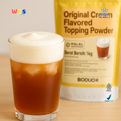 BODUO Original Cream Flavored Topping Powder 1kg – Bubuk Cream Topping Praktis untuk Minuman