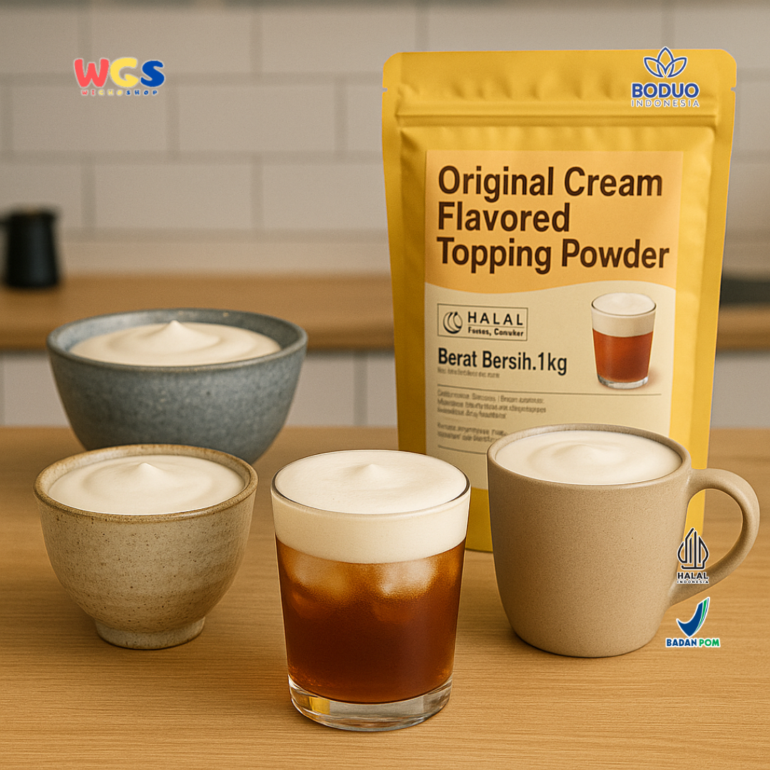 BODUO Original Cream Flavored Topping Powder 1kg – Bubuk Cream Topping Praktis untuk Minuman