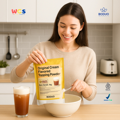 BODUO Original Cream Flavored Topping Powder 1kg – Bubuk Cream Topping Praktis untuk Minuman