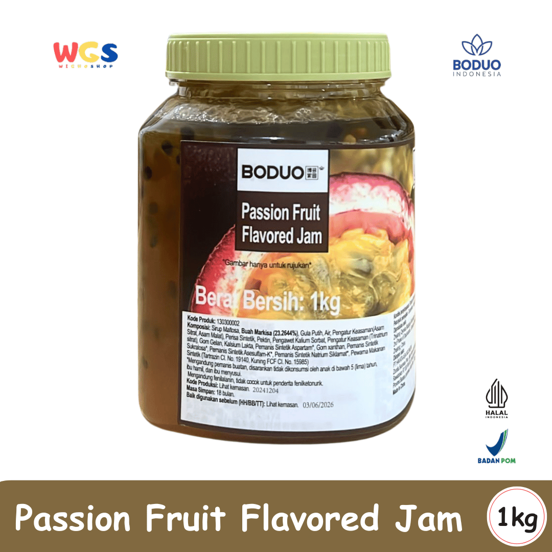 BODUO Passion Fruit Flavored Jam 1kg – Selai Buah Markisa Asli, Segar & Serbaguna