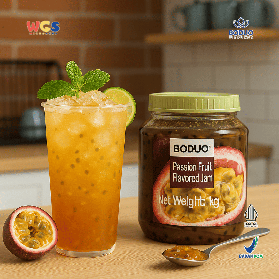 BODUO Passion Fruit Flavored Jam 1kg – Selai Buah Markisa Asli, Segar & Serbaguna