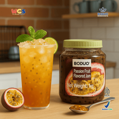 BODUO Passion Fruit Flavored Jam 1kg – Selai Buah Markisa Asli, Segar & Serbaguna