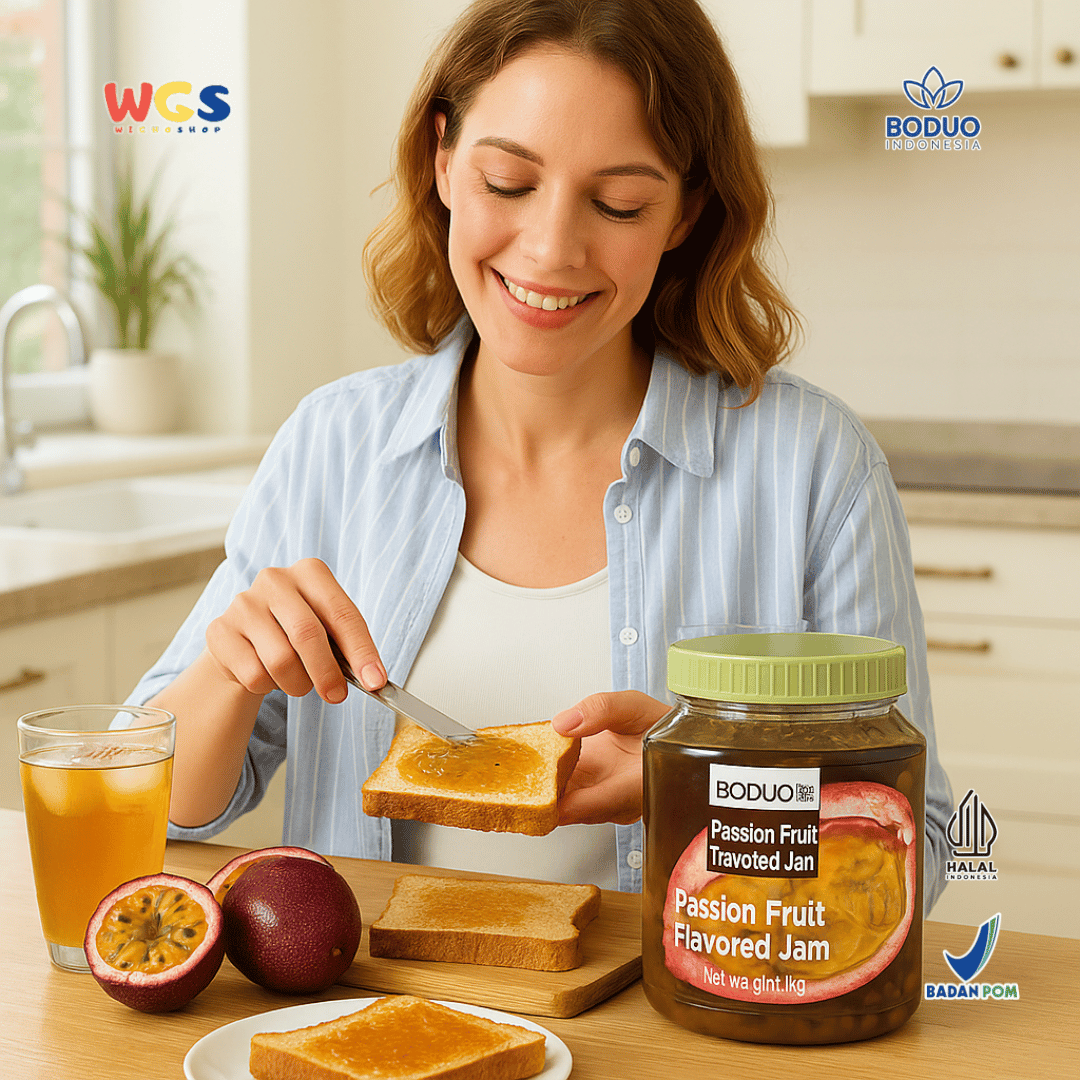 BODUO Passion Fruit Flavored Jam 1kg – Selai Buah Markisa Asli, Segar & Serbaguna