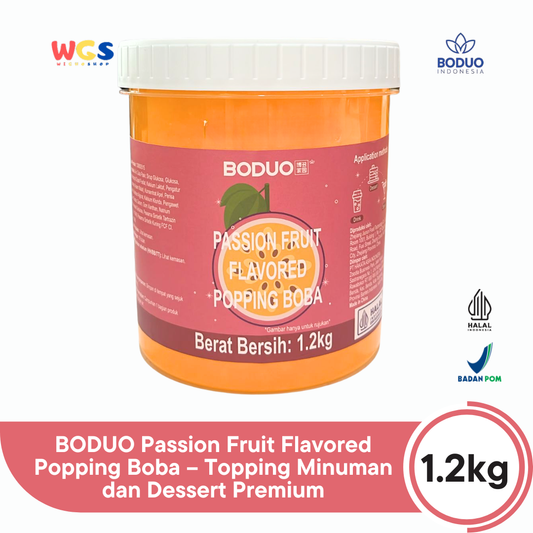 BODUO Passion Fruit Flavored Popping Boba 1.2kg – Topping Minuman dan Dessert Premium