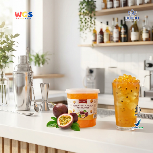 BODUO Passion Fruit Flavored Popping Boba 1.2kg – Topping Minuman dan Dessert Premium