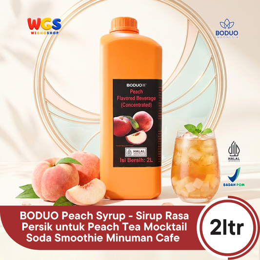 BODUO Peach Syrup 2 Liter - Sirup Rasa Persik untuk Peach Tea Mocktail Soda Smoothie Minuman Cafe