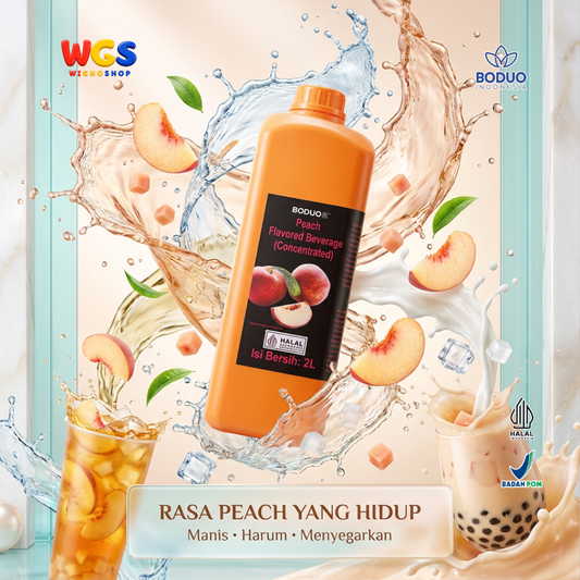 BODUO Peach Syrup 2 Liter - Sirup Rasa Persik untuk Peach Tea Mocktail Soda Smoothie Minuman Cafe