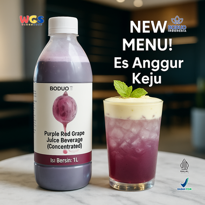 BODUO Purple Red Grape Juice Syrup 1L - Sirup Anggur Merah Ungu Pekat untuk Minuman Segar