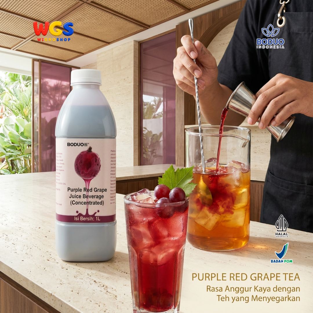 BODUO Purple Red Grape Juice Syrup 1 Liter - Sirup Anggur untuk Mocktail Soda Fruit Tea Minuman Cafe