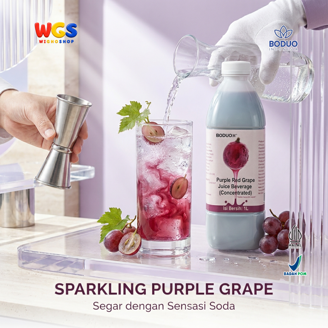 BODUO Purple Red Grape Juice Syrup 1 Liter - Sirup Anggur untuk Mocktail Soda Fruit Tea Minuman Cafe