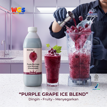 BODUO Purple Red Grape Juice Syrup 1 Liter - Sirup Anggur untuk Mocktail Soda Fruit Tea Minuman Cafe