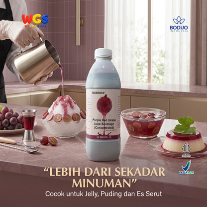 BODUO Purple Red Grape Juice Syrup 1 Liter - Sirup Anggur untuk Mocktail Soda Fruit Tea Minuman Cafe