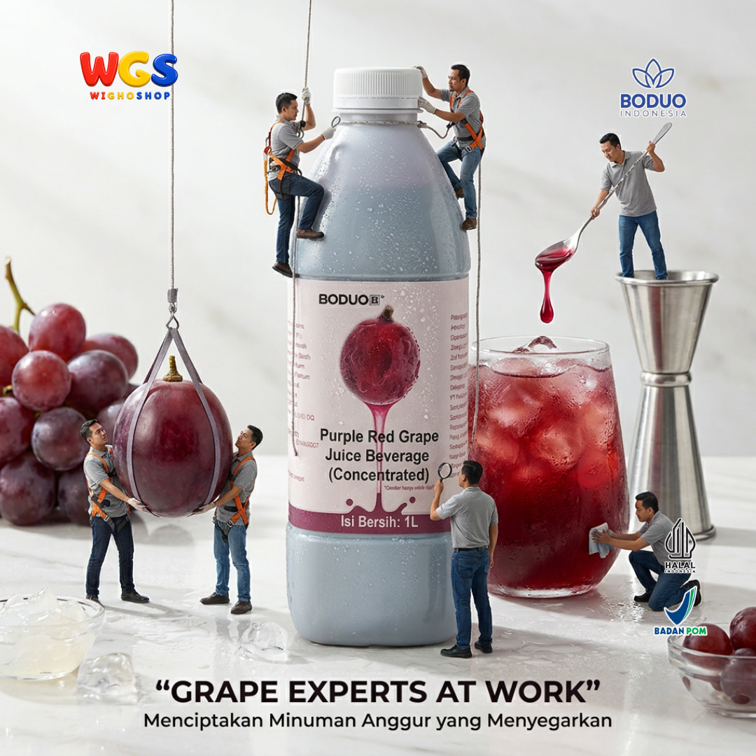 BODUO Purple Red Grape Juice Syrup 1 Liter - Sirup Anggur untuk Mocktail Soda Fruit Tea Minuman Cafe