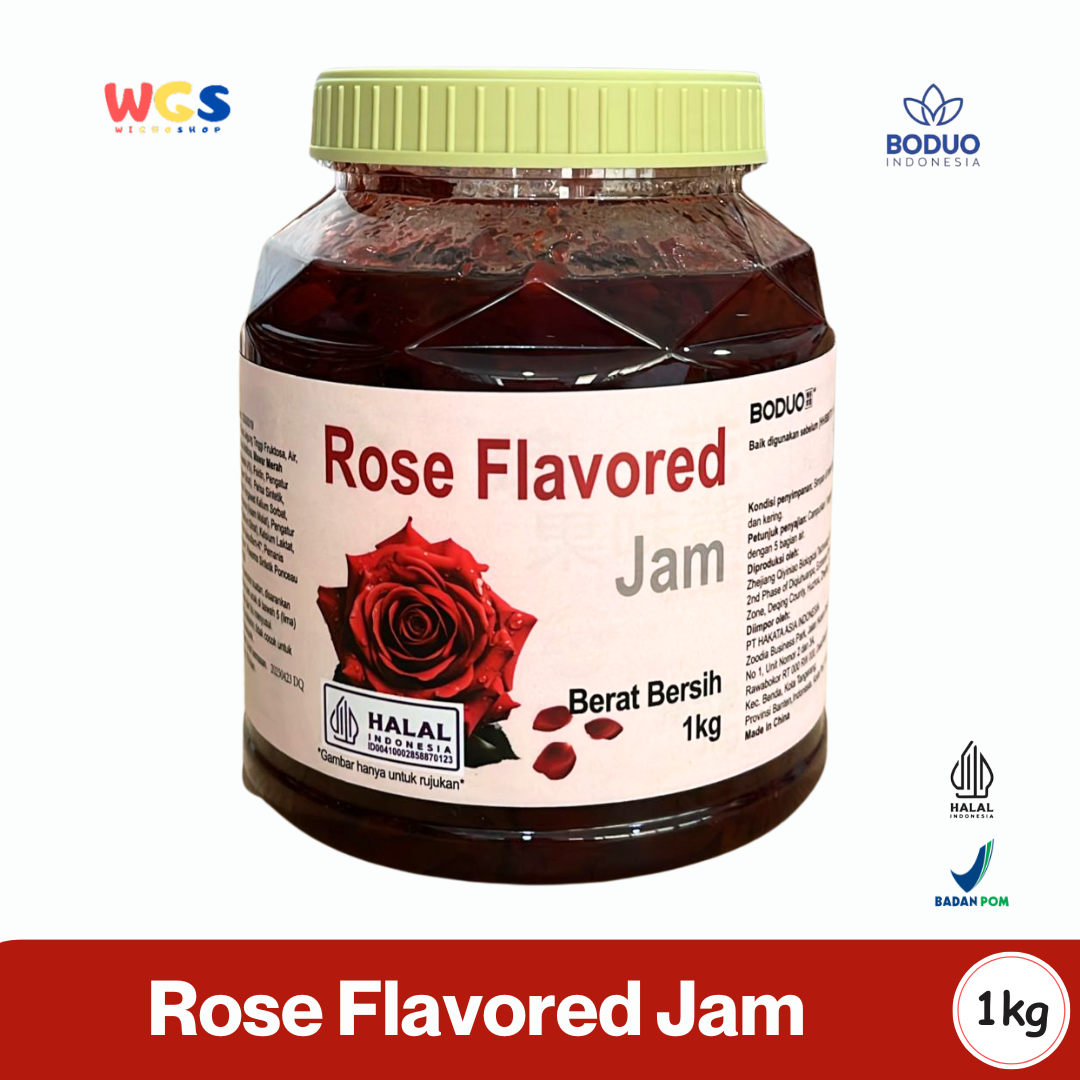 BODUO Rose Flavored Jam 1kg - Selai Mawar Aromatik Premium untuk Minuman, Dessert & Bakery