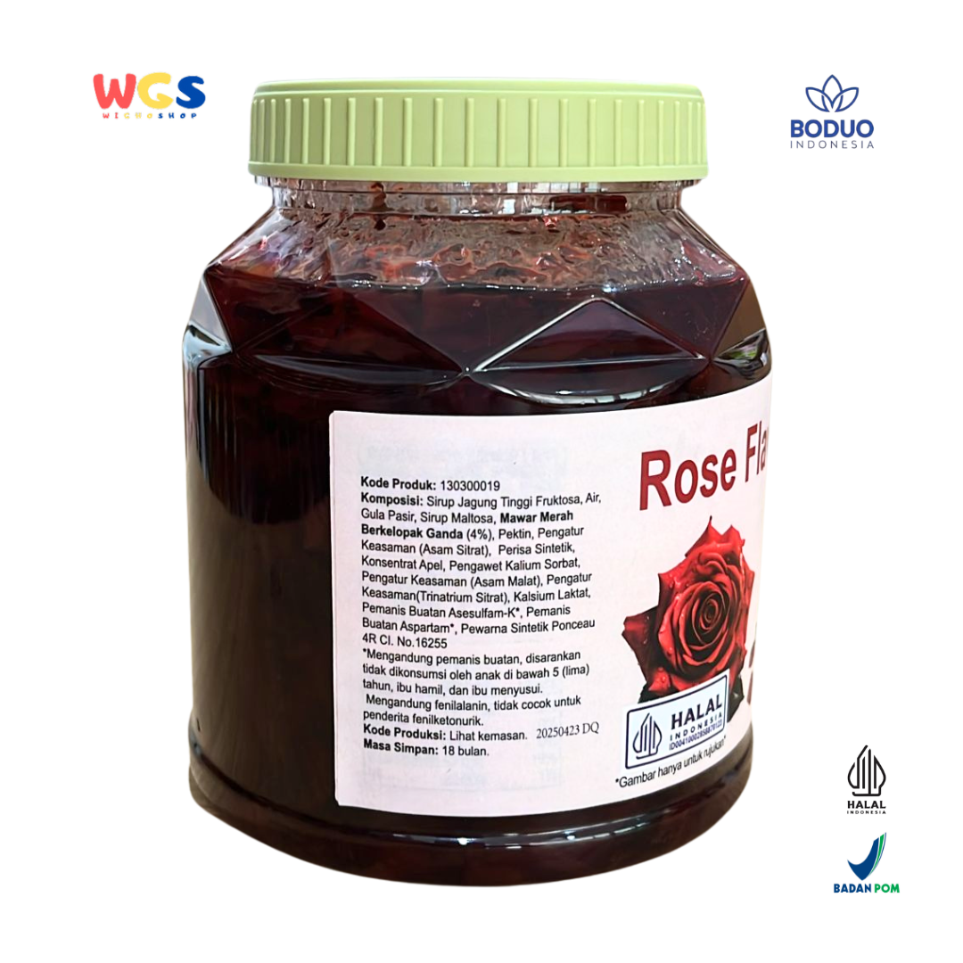 BODUO Rose Flavored Jam 1kg - Selai Mawar Aromatik Premium untuk Minuman, Dessert & Bakery