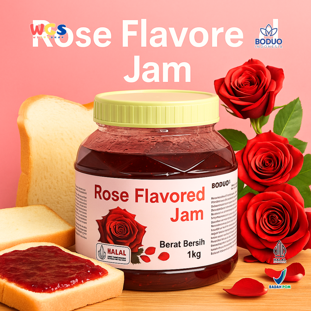 BODUO Rose Flavored Jam 1kg - Selai Mawar Aromatik Premium untuk Minuman, Dessert & Bakery