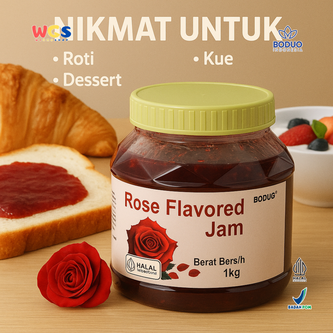 BODUO Rose Flavored Jam 1kg - Selai Mawar Aromatik Premium untuk Minuman, Dessert & Bakery