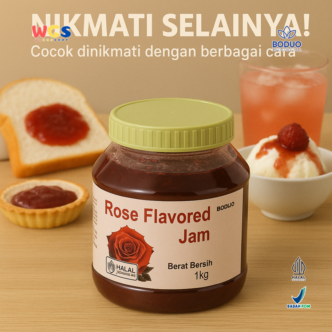 BODUO Rose Flavored Jam 1kg - Selai Mawar Aromatik Premium untuk Minuman, Dessert & Bakery