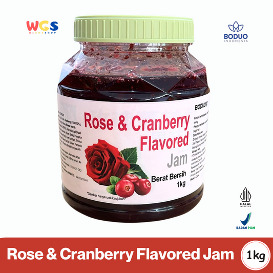 BODUO Rose & Cranberry Flavored Jam 1kg - Selai Mawar & Cranberry Premium untuk Minuman dan Dessert