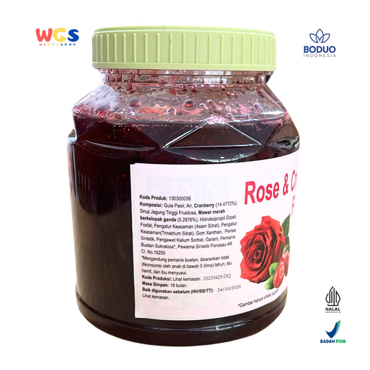 BODUO Rose & Cranberry Flavored Jam 1kg - Selai Mawar & Cranberry Premium untuk Minuman dan Dessert