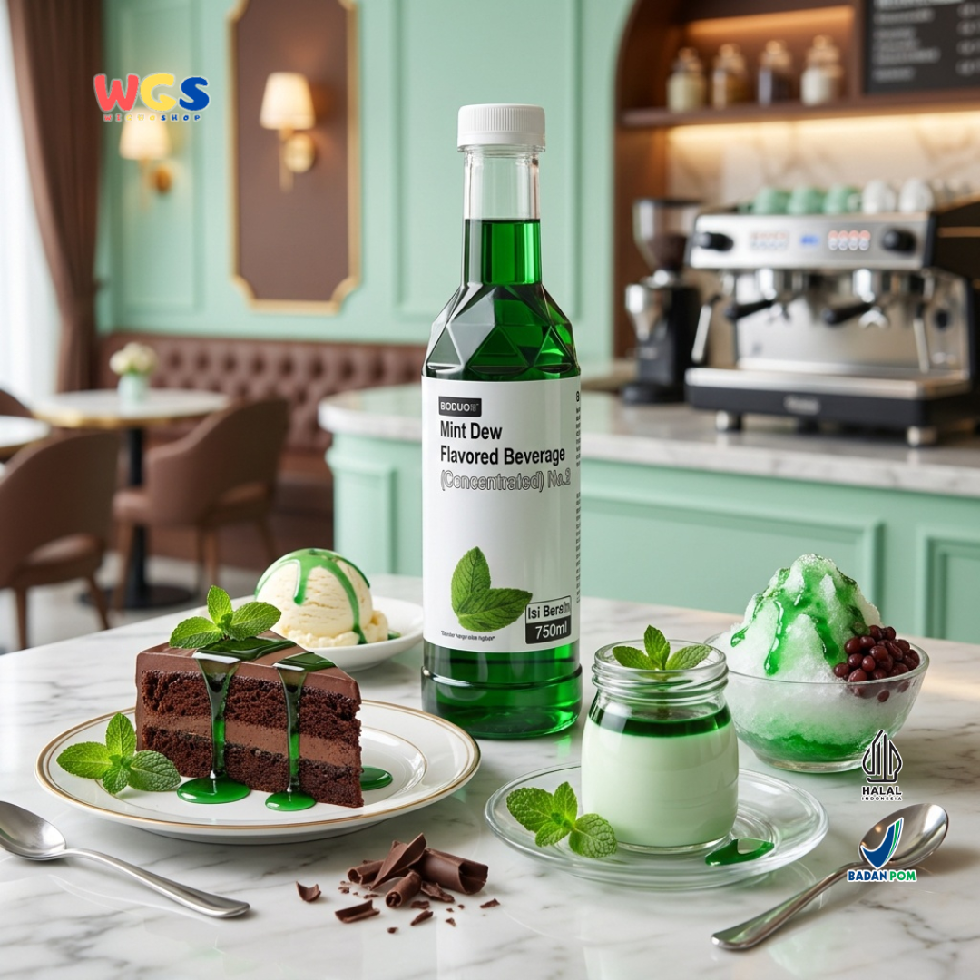 Boduo Mint Dew Syrup Flavor 750ml – Mint Flavored Concentrated Syrup for Drinks &amp; Desserts