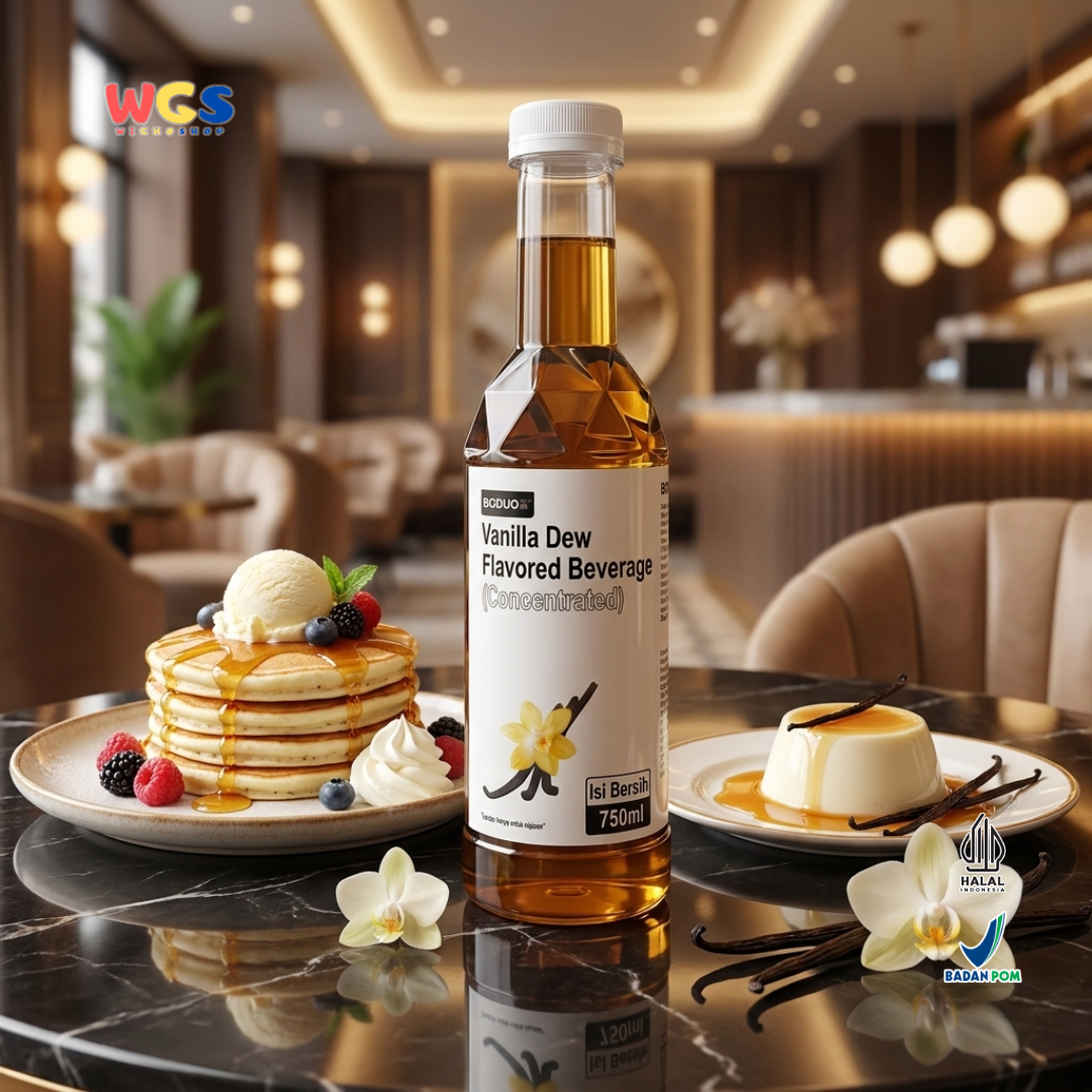 Boduo Vanilla Dew Syrup 750ml – Concentrated Vanilla Flavored Syrup for Drinks &amp; Desserts