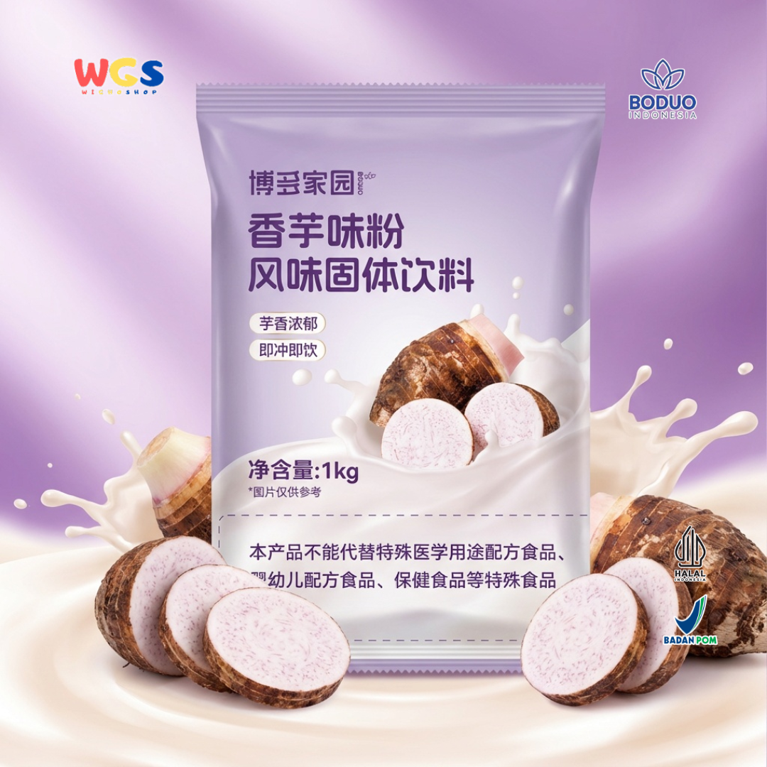 BODUO Taro Flavored Powder 1kg – Bubuk Minuman Rasa Taro Premium untuk Milk Tea & Dessert