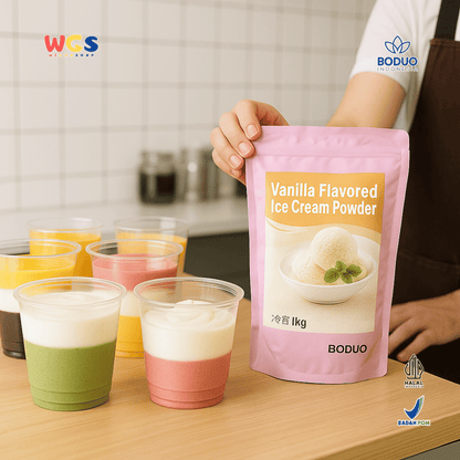 BODUO Vanilla Flavored Ice Cream Powder 1kg – Bubuk Es Krim Rasa Vanila Praktis dan Lezat
