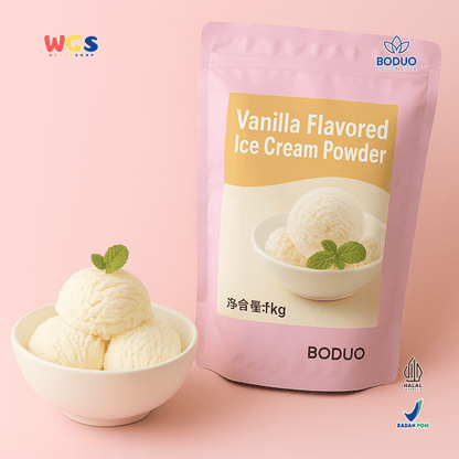 BODUO Vanilla Flavored Ice Cream Powder 1kg – Bubuk Es Krim Rasa Vanila Praktis dan Lezat
