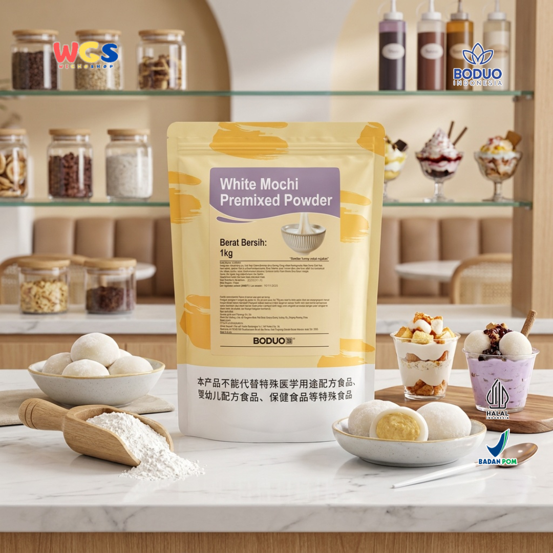 BODUO White Mochi Premixed Powder 1kg – Ready-to-Use Soft Mochi Powder for Desserts &amp; Drinks