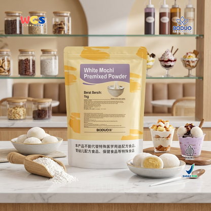BODUO White Mochi Premixed Powder 1kg – Ready-to-Use Soft Mochi Powder for Desserts &amp; Drinks