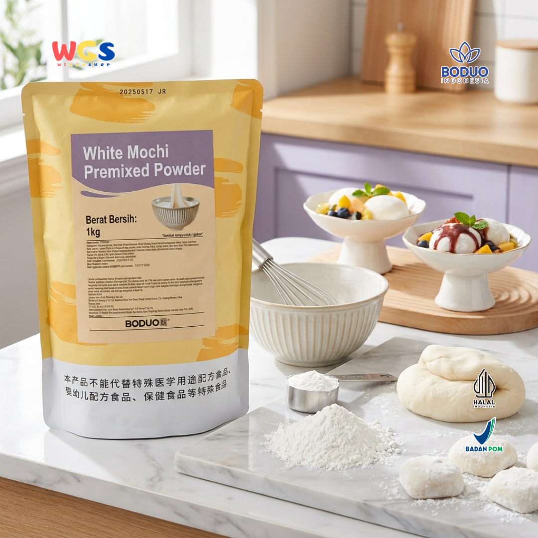 BODUO White Mochi Premixed Powder 1kg – Ready-to-Use Soft Mochi Powder for Desserts &amp; Drinks