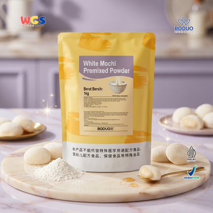 BODUO White Mochi Premixed Powder 1kg – Ready-to-Use Soft Mochi Powder for Desserts &amp; Drinks