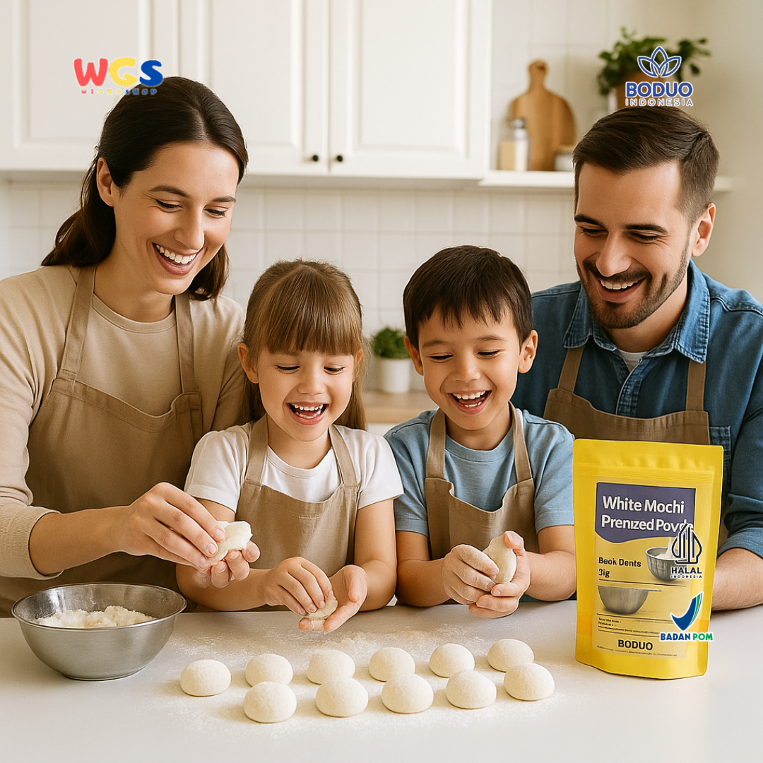 BODUO White Mochi Premixed Powder 1kg – Bubuk Mochi Lembut Siap Pakai untuk Dessert & Minuman