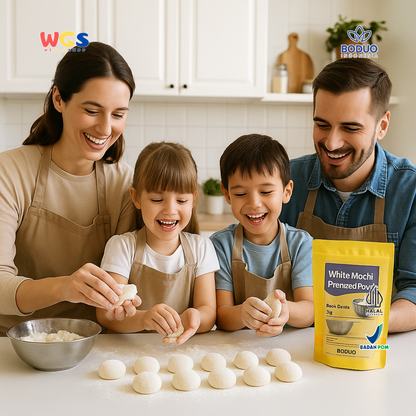 BODUO White Mochi Premixed Powder 1kg – Bubuk Mochi Lembut Siap Pakai untuk Dessert & Minuman