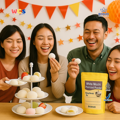 BODUO White Mochi Premixed Powder 1kg – Bubuk Mochi Lembut Siap Pakai untuk Dessert & Minuman