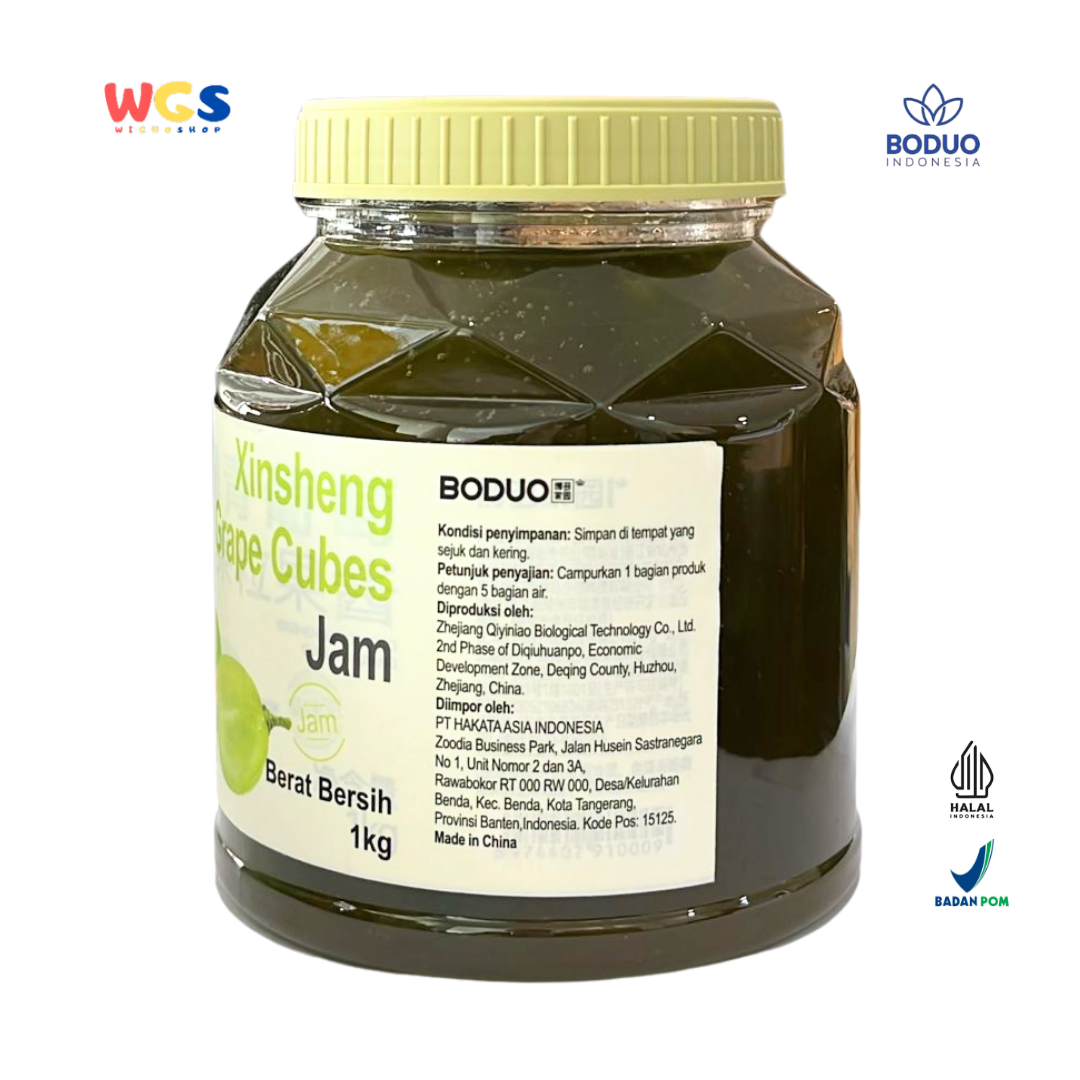 BODUO Green Grape Cubes Jam 1kg - Selai Anggur Hijau dengan Cube untuk Minuman Kekinian