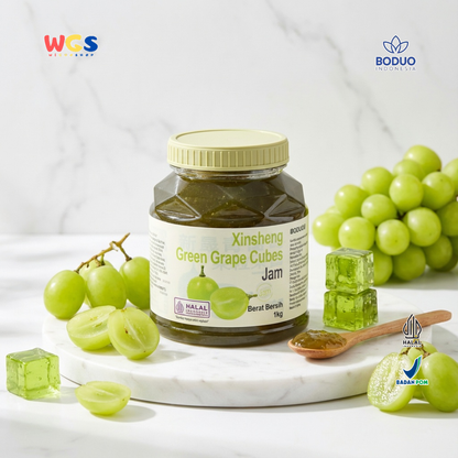 BODUO Green Grape Cubes Jam 1kg - Selai Anggur Hijau dengan Cube untuk Minuman Kekinian