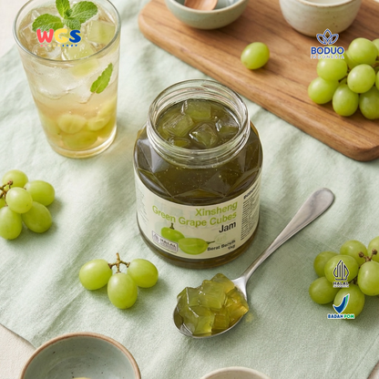 BODUO Green Grape Cubes Jam 1kg - Selai Anggur Hijau dengan Cube untuk Minuman Kekinian