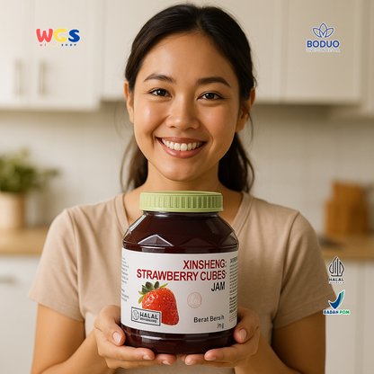BODUO Xinsheng Strawberry Cubes Jam 1kg | Authentic Strawberry Jam for Contemporary Drinks &amp; Desserts