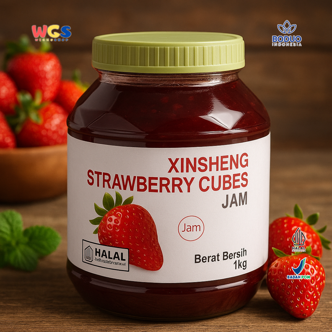 BODUO Xinsheng Strawberry Cubes Jam 1kg | Authentic Strawberry Jam for Contemporary Drinks &amp; Desserts
