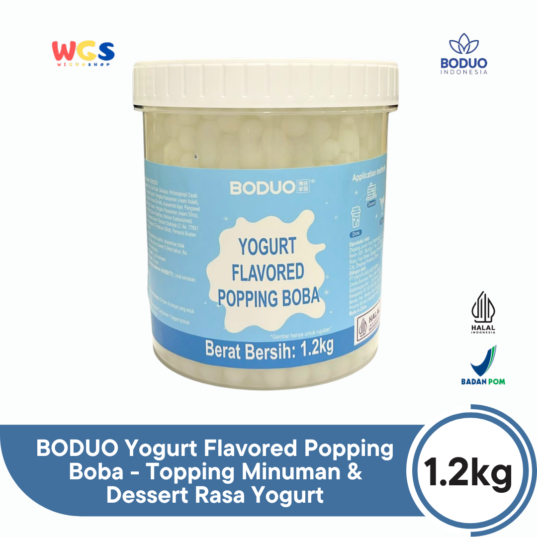 BODUO Yogurt Flavored Popping Boba 1.2kg - Topping Minuman & Dessert Rasa Yogurt