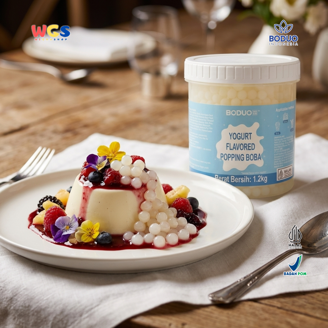 BODUO Yogurt Flavored Popping Boba 1.2kg - Topping Minuman & Dessert Rasa Yogurt