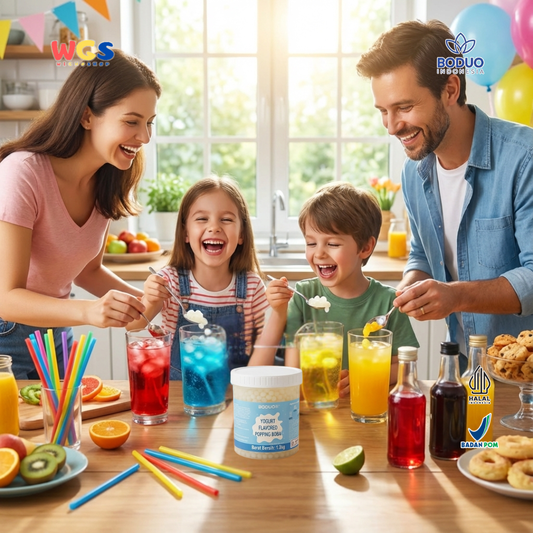 BODUO Yogurt Flavored Popping Boba 1.2kg - Topping Minuman & Dessert Rasa Yogurt