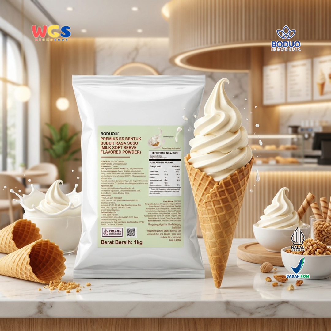 BODUO Milk Soft Serve Ice Cream Powder 1kg – Bubuk Es Krim Lembut dengan Rasa Susu Premium