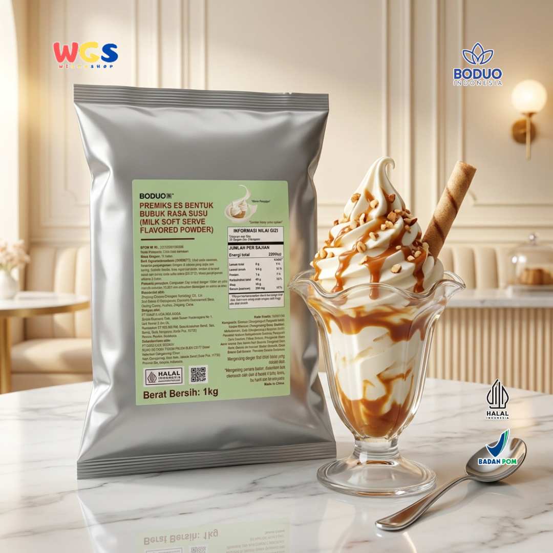 BODUO Milk Soft Serve Ice Cream Powder 1kg – Bubuk Es Krim Lembut dengan Rasa Susu Premium