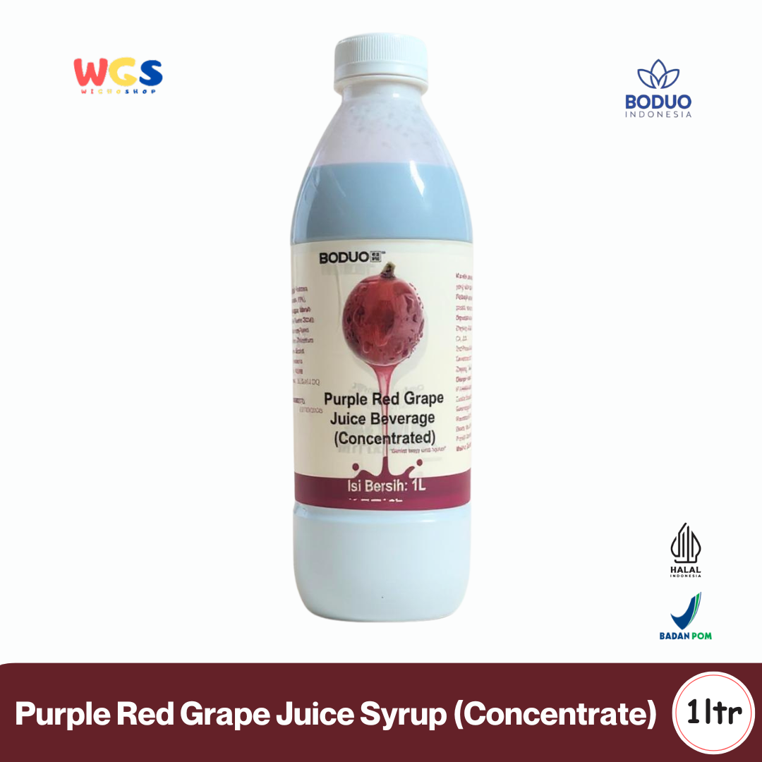 BODUO Purple Red Grape Juice Syrup 1L - Sirup Anggur Merah Ungu Pekat untuk Minuman Segar